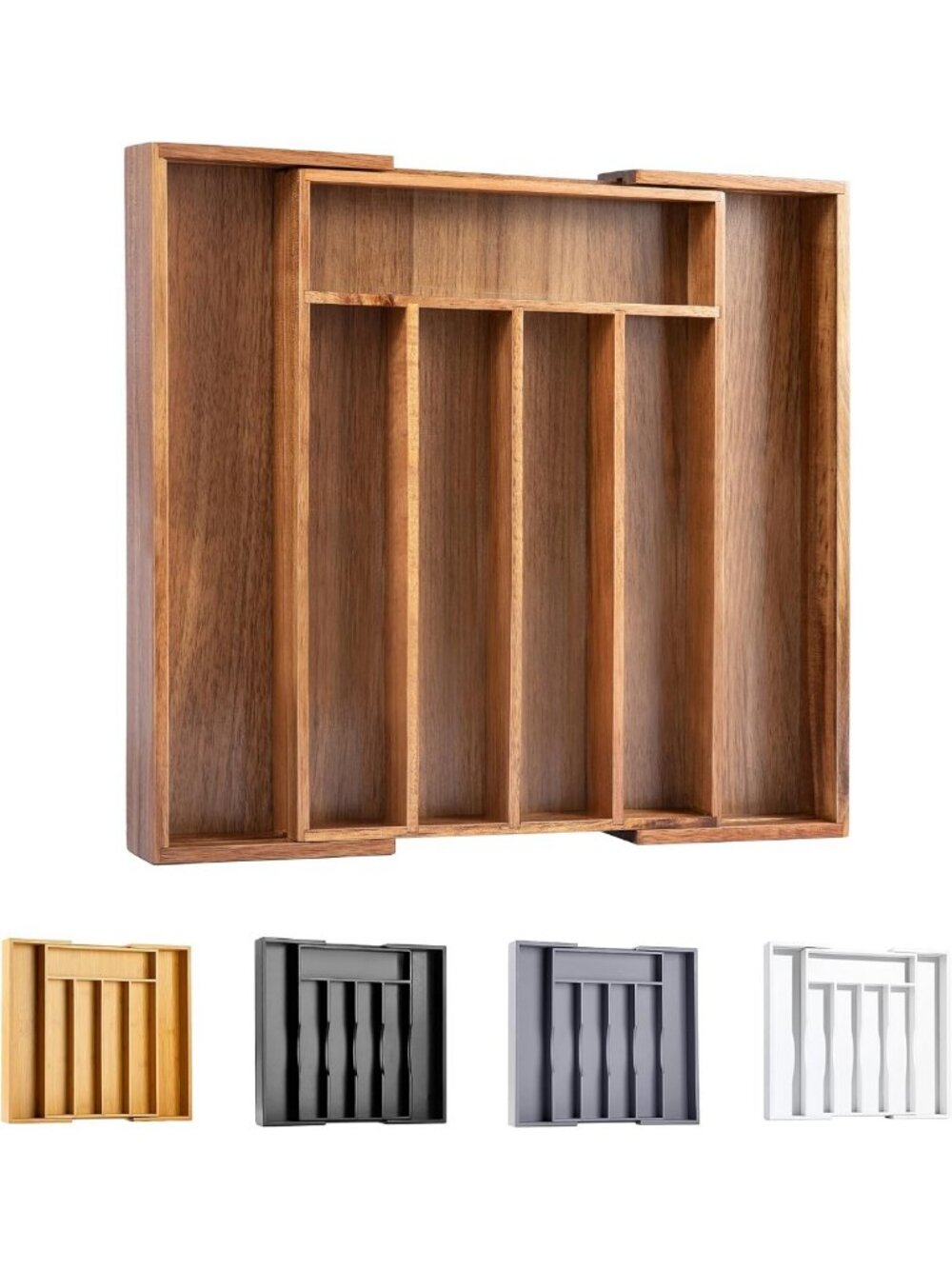 Acacia Silverware Organizer Kitchen Drawer Organizer Expandable Bamboo Utensil